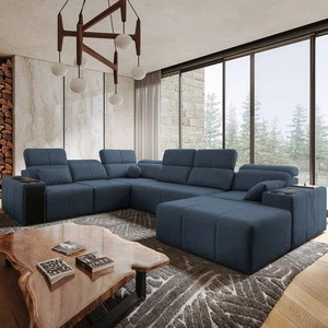 Ecksofa mit Schlaffunktion Tesalia VIII blau rechtsseitiges Komfort-Ecksofa für das Wohnzimmer mit innovativer Schiebefunktion der Rückenlehne