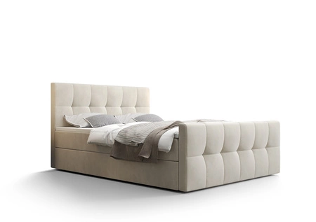Boxspringbett Manhattan 180x200 beige Bett im modernen skandinavischen Stil mit gepolstertem Kopf- und Fußteil