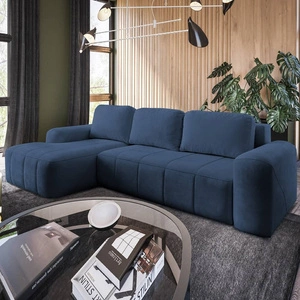 Ecksofa mit Schlaffunktion Bovec blau linksseitig stilvolles Ecksofa mit ergonomischer Form hydrophobem Stoff