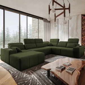 Ecksofa mit Schlaffunktion Tesalia VIII grün links bequemes Ecksofa für das Wohnzimmer mit innovativer Schiebefunktion der Rückenlehne