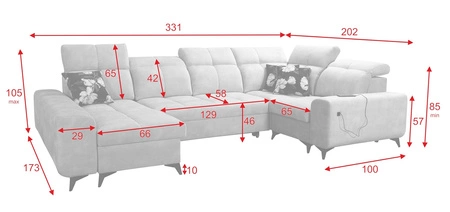 Ecksofa mit Schlaffunktion Buffalo IV Honig links stilvolles Ecksofa mit zwei Bettkästen Veloursstoff