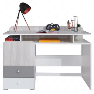 Schreibtisch mit Schubladen Arona 125 cm weiß / Eiche wilton weiß / grau stilvoll und funktionell für das Jugendzimmer