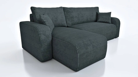 Ecksofa mit Schlaffunktion Fiesta grau universal Ecksofa für Wohnzimmer Cordstoff Bettzeug Container