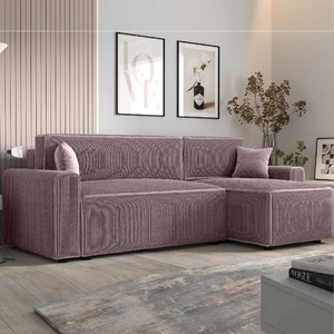 Ecksofa mit Schlaffunktion Brandon Bis heather right dreidimensionaler Stoff mit ausdrucksstarken Streifen Bettzeugcontainer