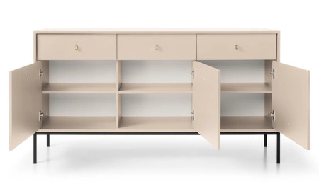 Kommode mit Schubladen Mono 154 cm Beige Minimalistisches Design stilvoller goldener Griff schlichte Form mit metallischen Elementen
