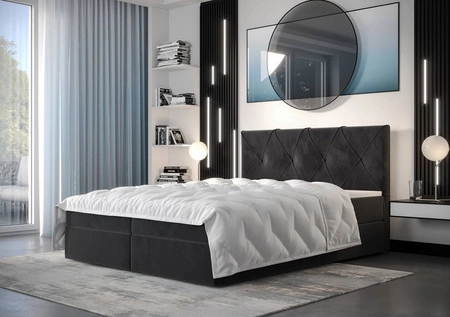 Boxspringbett Arvada 180x200 graphit Bett im modernen skandinavischen Stil mit gepolstertem Kopfteil