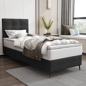 Boxspringbett Irvine 90x200 schwarz Stilvolles Bett mit Bettzeugablage und hohem Kopfteil besticht durch sein elegantes Design
