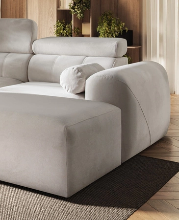 Ecksofa mit Schlaffunktion Cantare grau Esche rechtshändig funktionelles und bequemes Ecksofa mit modernem Design Plüschstoff