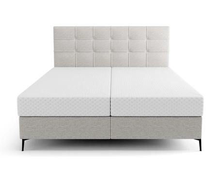 Boxspringbett Irvine 160x200 graue Esche stilvolles Bett mit Bettzeugablage komfortables Kopfteil begeistert durch sein elegantes Design