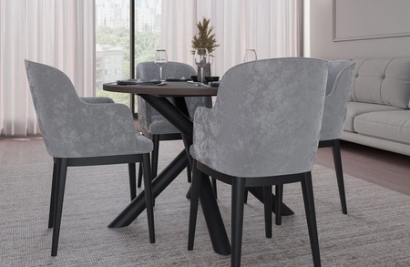 Runder Tisch Lyon 110 cm wisconsin nussbaum / schwarz designer esstisch metall spinne beine höhenverstellung