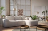 Ecksofa mit Schlaffunktion Arbon beige rechte Ecke modernes Design mit markanter Form weicher Stoff