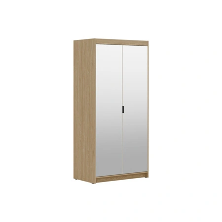 Kleiderschrank Rene 90 cm Eiche geölt stilvolles Design schlichte Form idealer Kleiderschrank mit Spiegel für Schlafzimmer oder Flur ABS bearbeitete Kanten