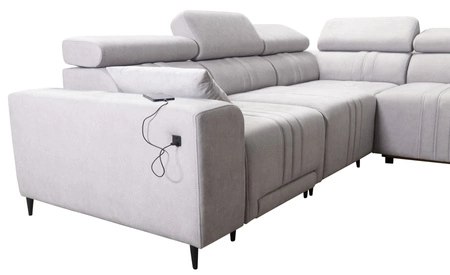 Ecksofa mit Schlaffunktion Castel III Lux blau links äußerst bequemes Ecksofa für das Wohnzimmer mit ausziehbarer Fußstütze