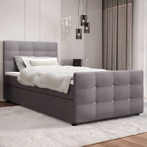 Boxspringbett Kansas 100x200 grau Bett im modernen skandinavischen Stil mit gepolstertem Kopf- und Fußteil