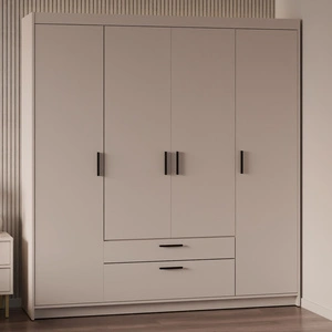 Kleiderschrank Rene 176 cm beige sand stilvolles Design geräumiger Kleiderschrank Kleiderschrank mit klassischer Form ausgestattet mit großen Schubladen