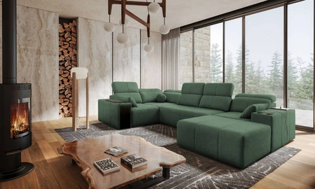 Ecksofa mit Schlaffunktion Tesalia IV mintgrün rechts bequemes Ecksofa für das Wohnzimmer mit innovativer Schiebefunktion der Rückenlehne