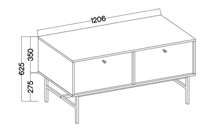 RTV-Schrank Kioto III 121 cm beige eleganter Schrank mit nach unten öffnenden Türen gedeckte Farben goldener Metallrahmen
