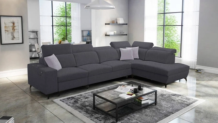 Ecksofa mit Schlaffunktion Kelly Sleek XI graphit rechts stilvolles und bequemes Ecksofa aus strapazierfähigem Webstoff