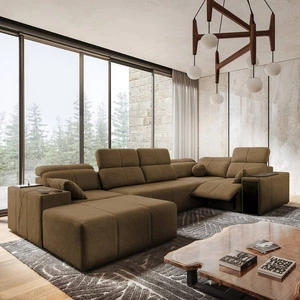 Ecksofa mit Schlaffunktion Tesalia IV Lux braun linksseitig stilvolles Ecksofa mit ausziehbarem Fußteil und Schiebefunktion der Rückenlehne