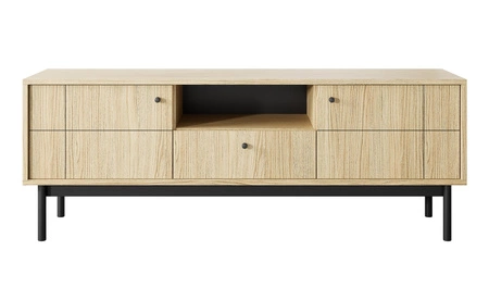 Modesta 154 cm Eiche linea RTV Schrank einfache Form in trendigen Farben dezente Metallgriffe ideal für japanische Innenräume