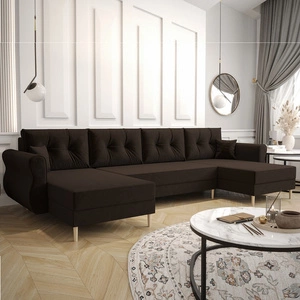 Ecksofa mit Schlaffunktion Wilkins U braun bequemes Ecksofa weicher Stoff modernes Design, das zu jeder Einrichtung passt