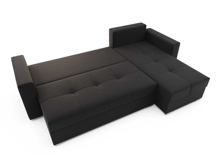 Aldo schwarzes Ecksofa rechts mit Schlaffunktion garantiert höchsten Komfort und Funktionalität