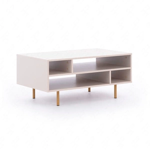 Sula Couchtisch beige elegantes Design Tischset auf einem Metallfuß auslaufsichere Platte