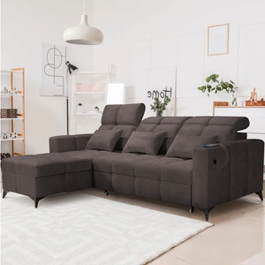 Ecksofa mit Schlaffunktion Laredo braun linkes Sofa komfortables und stilvolles Ecksofa mit Bettzeugcontainer