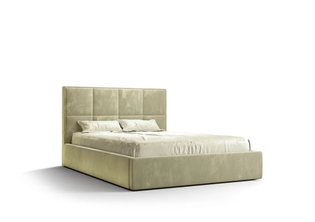 Polsterbett Aresa 160x200 mit Container beige im modernen skandinavischen Stil mit bequemer Kopfstütze