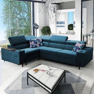 Ecksofa mit Schlaffunktion Belvi II türkis links elegantes und ergonomisches Ecksofa für das Wohnzimmer praktischer Stauraum an der Seite