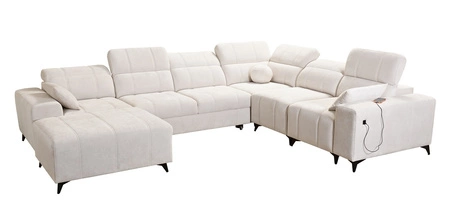 Ecksofa mit Schlaffunktion Penejos VIII beige linke Seite stilvolles Ecksofa Bett aus strapazierfähigem Stoff