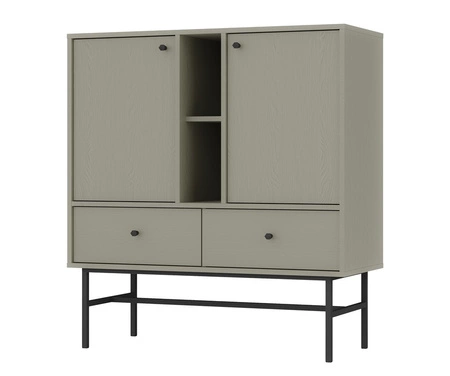 Kioto III Eukalyptus-Wohnzimmermöbel-Set stilvolles Design elegante Möbel in gedeckten Farben mit einem schwarzen Rahmen