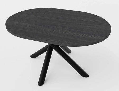 Lyon Tisch 100x138 cm portland ash / schwarz stilvolles Esstischset auf Designer Spider Beinen höhenverstellbar