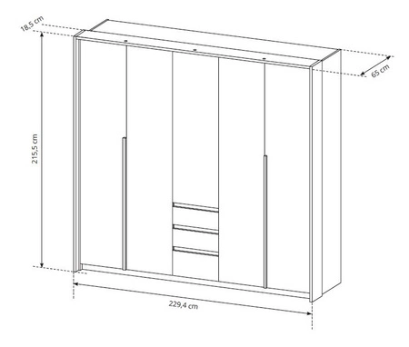 Kleiderschrank Novi 229 cm Eiche handwerklich gold / weiß Funktionsmöbel klassische Form idealer Kleiderschrank für Schlafzimmer oder Ankleidezimmer LED-Beleuchtung