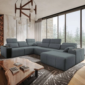 Ecksofa mit Schlaffunktion Tesalia VIII grau rechtsseitiges Komfort-Ecksofa für das Wohnzimmer mit innovativer Schiebefunktion der Rückenlehne