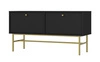 RTV Schrank Kioto III 121 cm schwarz graphit eleganter Schrank mit nach unten öffnenden Türen goldener Metallrahmen