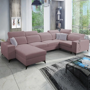 Ecksofa mit Schlaffunktion Kelly Sleek IV lavendelrosa Liege-Ecksofa mit Bettzeugkästen Webstoff
