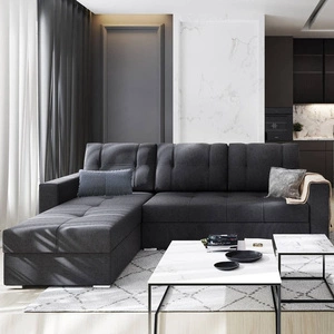 Das graue linke Ecksofa Aldo mit Schlaffunktion garantiert höchsten Komfort und Funktionalität