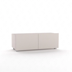 RTV Schrank Colder 100 cm beige mit der Möglichkeit der Aussetzung stilvolle geriffelte Front elegante Form der Möbel in einem modernen Stil