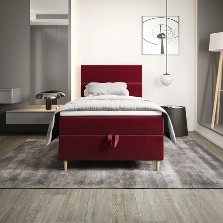Boxspringbett Bing 120x200 dunkelrot im modernen skandinavischen Stil mit gepolstertem Kopfteil Bett mit Staukasten