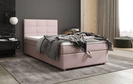 Boxspringbett Fresno 100x200 puderrosa im modernen skandinavischen Stil mit gepolstertem Kopfteil Bett mit Staukasten