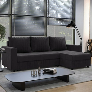 Ecksofa mit Schlaffunktion Pasco graphit rechte Ecke Klassisches Ecksofa, das sich in jede Inneneinrichtung einfügt Ziernähte