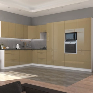 Nalo Eck-Küchenmöbel-Set 230x370 cm glänzende Fronten Schrank Stil wird das Innere jeder Küche passen