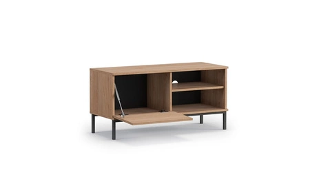 RTV Schrank Tutti 100 cm weiß einfache Form des Schrankes auf einem Metallsockel in schwarzem eleganten Design