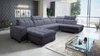Ecksofa mit Schlaffunktion Luigi VI graphit links stilvolles Ecksofa mit Bettkästen, bezogen mit weichem Stoff