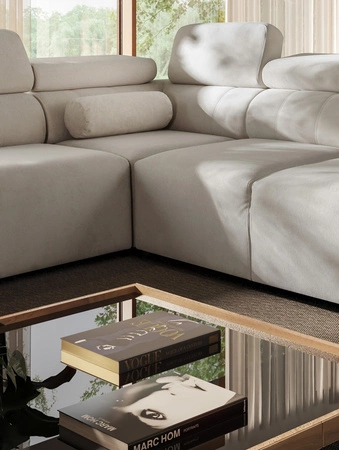 Ecksofa mit Schlaffunktion Cantare II grau Esche rechts bequemes Ecksofa für Wohnzimmer mit stilvollem Charakter weicher Stoff