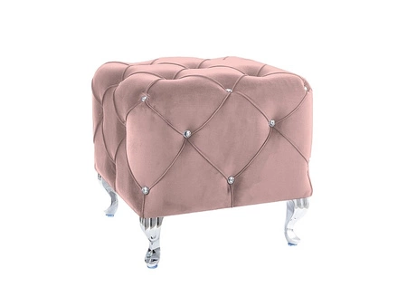Hesta Pouffe 50 cm altrosa ideal Hocker schmutz- und kratzfest Sitzpouffe gesteppte Elemente mit Kristallen