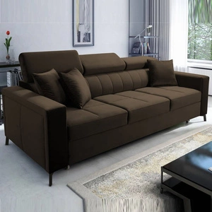 Sofa mit Schlaffunktion Nausa Braun mit verstellbaren Kopfstützen widerstandsfähig gegen Abrieb und Kratzer bequem zum Entspannen