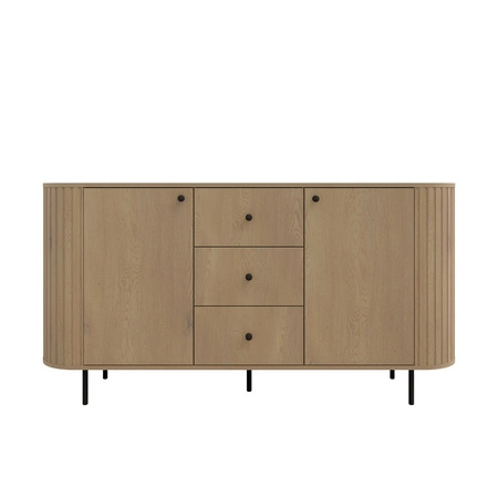 Kommode mit Schubladen Ovalio 165 cm Eiche cremona moderne Form ovale Kommode für das Wohnzimmer dekorative Fräsungen am Korpus