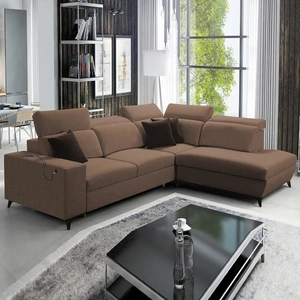 Ecksofa mit Schlaffunktion Kelly Sleek VII hellbraun rechts geflochten bequemes und funktionelles Ecksofa für Wohnzimmer